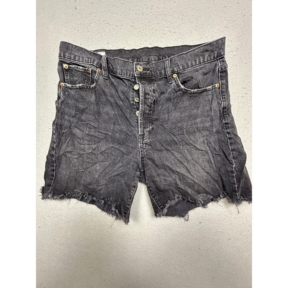 GAP Cheeky Midi Short High Rise Denim Black 32 14R Womens
